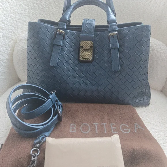 BOTTEGA VENETA Roma Intrecciato Nappa Bag Dark Teal EUC - Picture 13 of 16